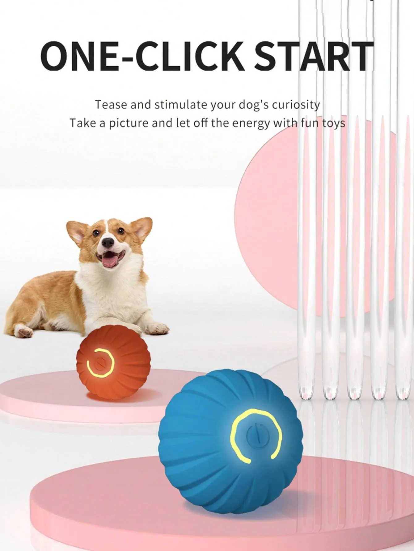 1pc Pet Gravity Jumping Ball, Intelligent Rechargeable Dog Toy Ball, Interactive Rolling Ball Toy For Cats And Dogs.