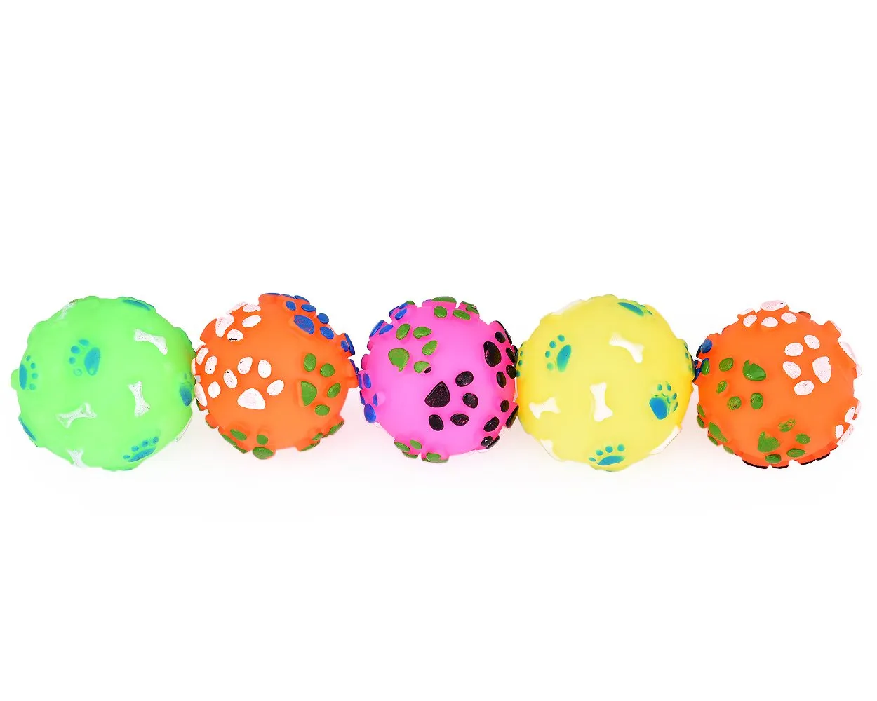 5 Pcs Plastic Footprints Pattern Pet Toy Ball