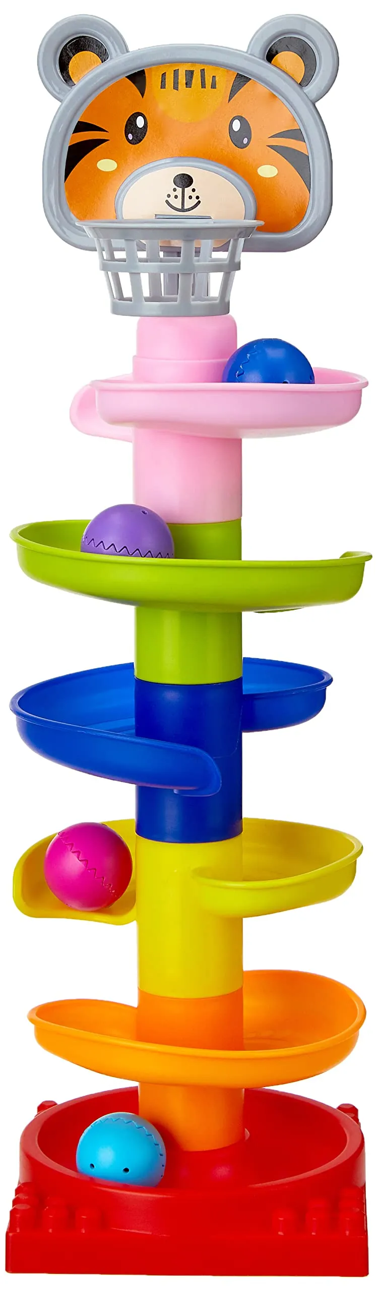 Amazon Brand - Jam & Honey | Rolling and Swirling Ramp Drop Toy for Kids | 5 Layers. 4 Balls