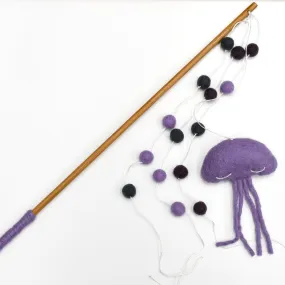 Cat Teaser Wand - Purple Octopus and Felt Balls