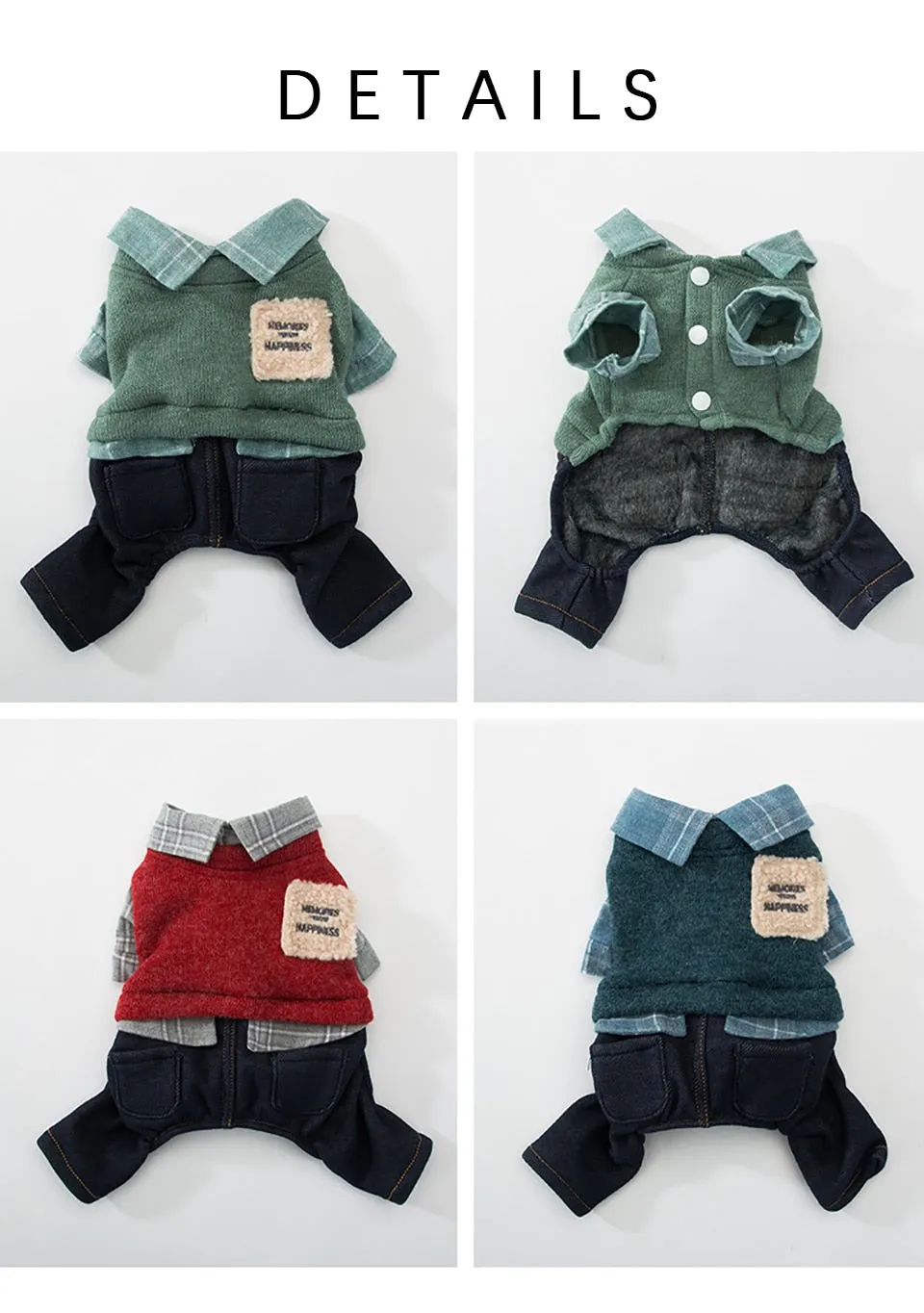 Denim lattice Dog plush Sweater Jumpsuit Cat Puppy Coat Jacket Shirt Pants Autumn/Spring clothes for chihuahua dog cat clothes