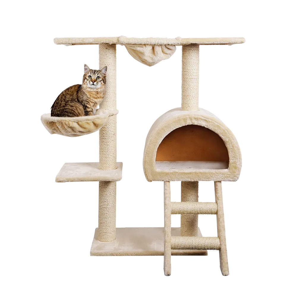 Multi-Level Cat Tree Tower with Scratching Post, Plush Bed - i.Pet