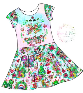 PREORDER - Artistic Christmas Town - Isla DRESS w/panel - Favorite Things