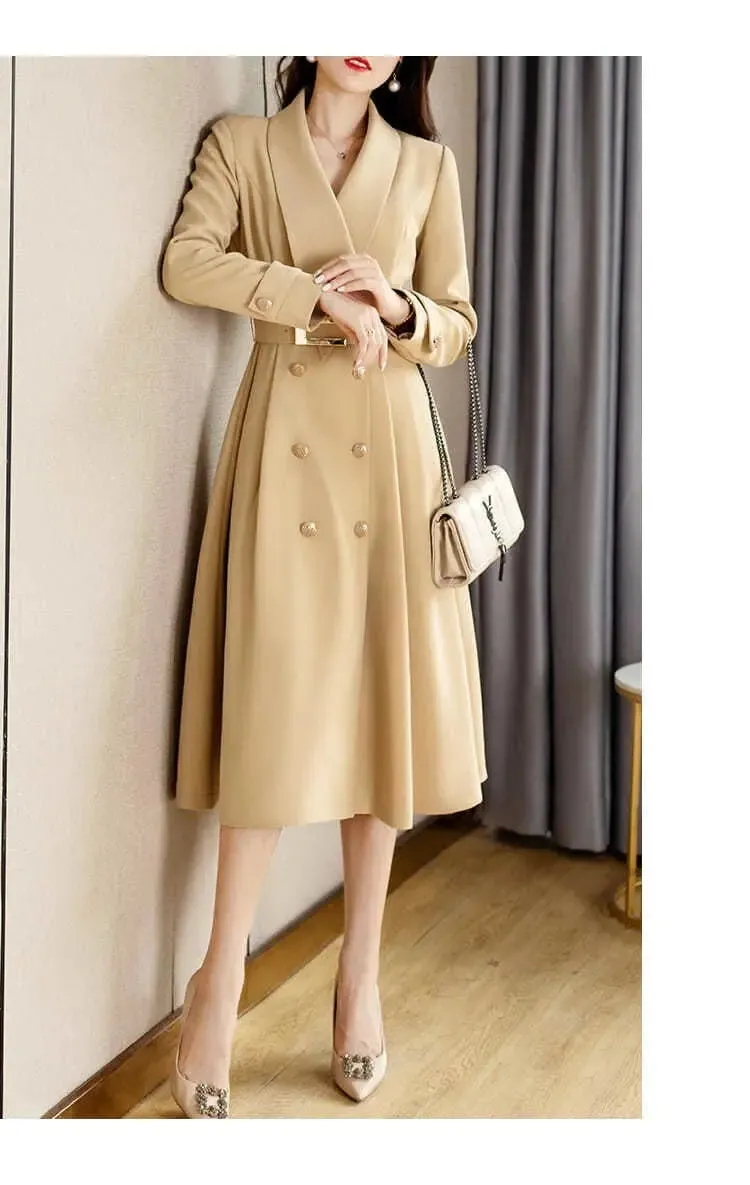 Spring And Autumn Elegant Khaki Women's Mid-length Fashionable High-grade Jacket