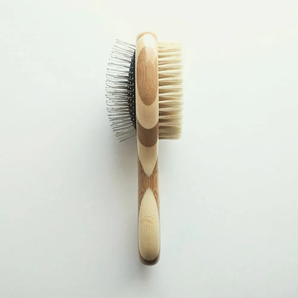 Tilley   Me | Bamboo Two-Sided Bristle and Wire Pet Brush