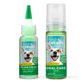 Tropiclean Fresh Breath Clean Teeth Oral Care Gel & Foam Bundle For Dogs