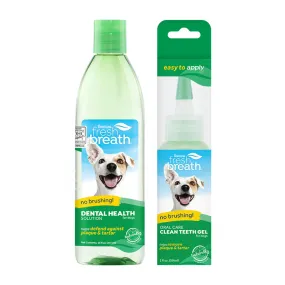 Tropiclean Fresh Breath Oral Care Water Additive & Clean Teeth Gel Bundle For Dogs