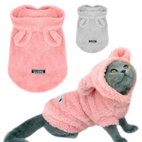 Warm Winter Pet Clothing - Puppy Kitten Coat Jacket With Hoodie and Cute Bunny Ears For Small Medium Dogs Cats Chihuahua Yorkshire Clothing  S-2XL